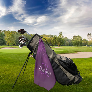 Serviette De Golf Purple parties scintillant supprime le nom monogra