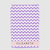 Serviette De Golf Purple Zigzag, Purple Chevron, Votre Nom (Devant)
