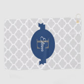 Serviette De Golf Quatrefoil bleu personnalisé (Horizontal)