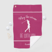 Serviette De Golf Que le parcours soit avec vous Rose (En situation)