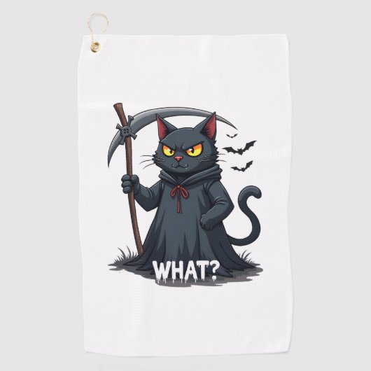 Serviette De Golf Quel Chat Chat Noir Halloween Chat Effrayant Chat (Devant)