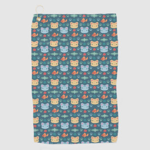 Serviette De Golf Qu'est-ce que le Cool, Kitty Chat en bleu et jaune