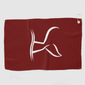 Serviette De Golf Queue de baleine blanche Rouge foncé (Horizontal)