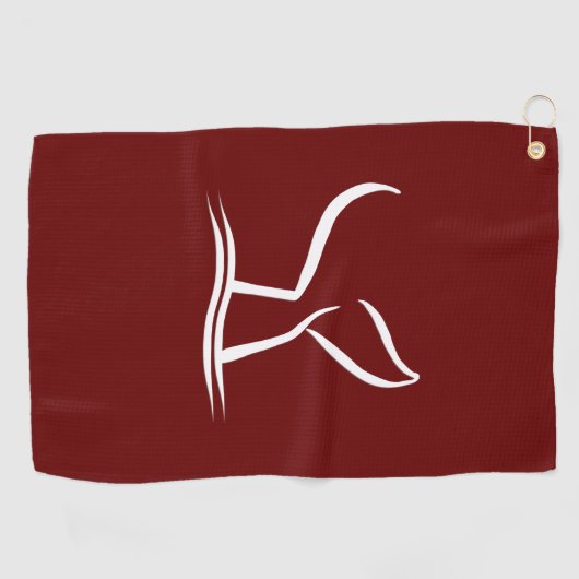 Serviette De Golf Queue de baleine blanche Rouge foncé (Horizontal)