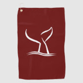 Serviette De Golf Queue de baleine blanche Rouge foncé (Devant)