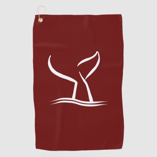 Serviette De Golf Queue de baleine blanche Rouge foncé (Devant)
