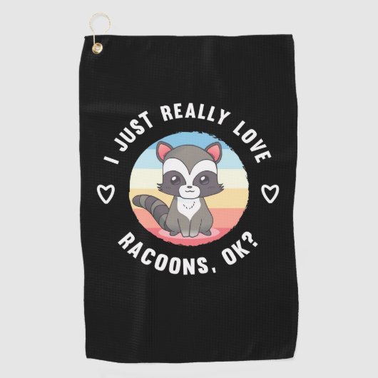 Serviette De Golf Raccoon Lover J'Aime Vraiment Les Raccoons (Devant)