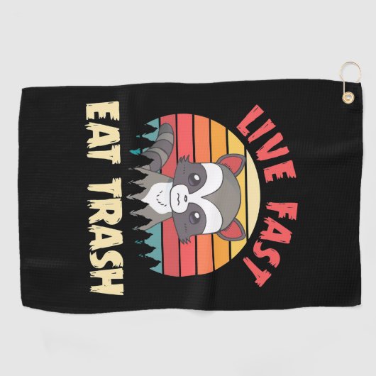 Serviette De Golf Raccoon Lover Live Fast Eat Trump (Horizontal)