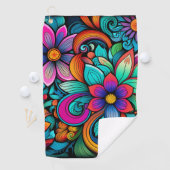 Serviette De Golf Rainbow Floral Golf Towel (En situation)