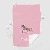 Serviette De Golf Rainbow horse - votre nom (En situation)