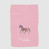 Serviette De Golf Rainbow horse - votre nom (Devant)