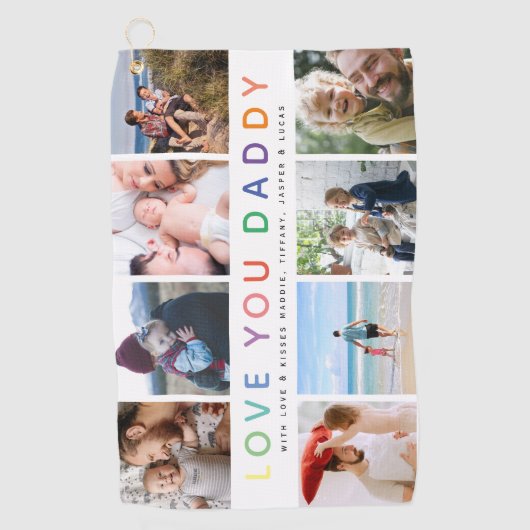 Serviette De Golf Rainbow 'LOVE YOU DADDY' Photo Collage Keepsaké (Devant)