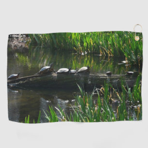 Serviette De Golf Rangée de tortues photo verte de la nature
