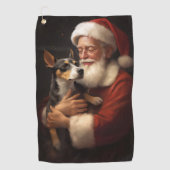 Serviette De Golf Rat Terrier Avec Noël Festif Du Père Noël (Devant)