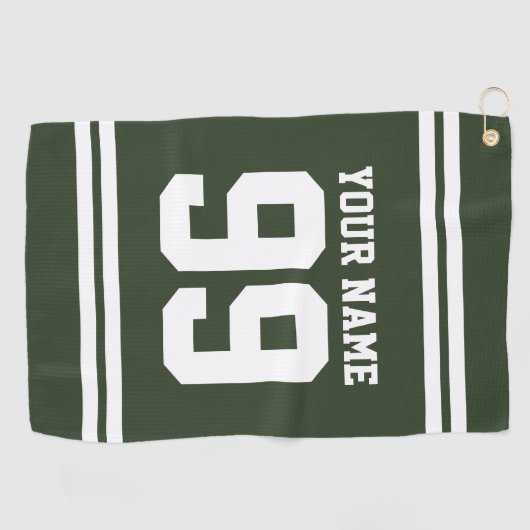 Serviette de golf rayée numéro de maillot de footb (Horizontal)