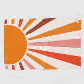 Serviette De Golf Rayons Soleil Rétro Coucher Soleil Orange Jaune Ro (Horizontal)