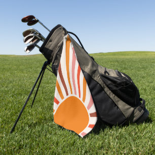 Serviette De Golf Rayons Soleil Rétro Coucher Soleil Orange Jaune Ro