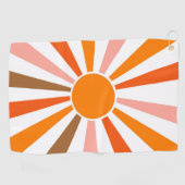 Serviette De Golf Rayons Soleil Rétro Coucher Soleil Orange Jaune Ro (Horizontal)