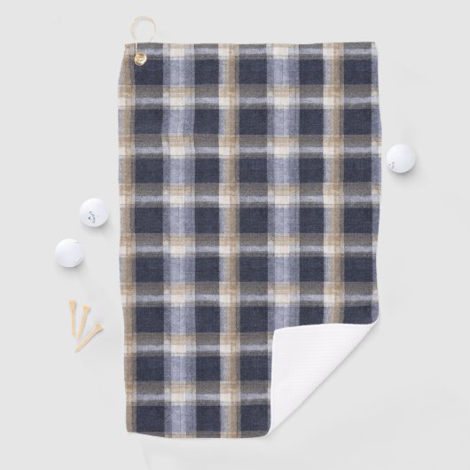 Serviette De Golf Rayures à carreaux crème bleu (En situation)