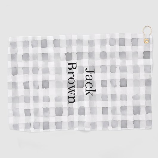 Serviette De Golf Rayures à carreaux gris blanc (Horizontal)