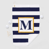 Serviette De Golf Rayures blanches et bleues (En situation)