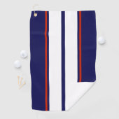 Serviette De Golf Rayures de course rouges, blanches et bleues éléga (En situation)