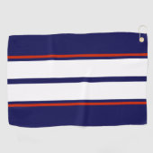 Serviette De Golf Rayures de course rouges, blanches et bleues éléga (Horizontal)
