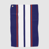 Serviette De Golf Rayures de course rouges, blanches et bleues éléga (Devant)