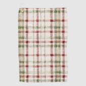 Serviette De Golf Rayures écossaises vertes et rouges crème (Devant)