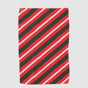 Serviette De Golf Rayures géométriques lignes diagonales rouges noir