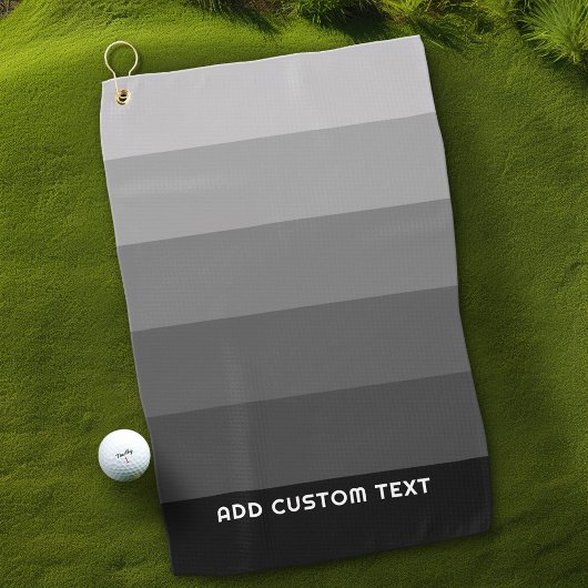 Serviette De Golf Rayures grises rétro avec nom Simple Sans Serif