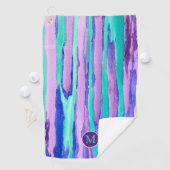 Serviette De Golf Rayures pourpres d'abrégé sur turquoise (En situation)