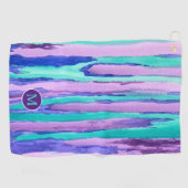 Serviette De Golf Rayures pourpres d'abrégé sur turquoise (Horizontal)
