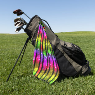 Serviette De Golf Rayures scintillantes arc-en-ciel néon