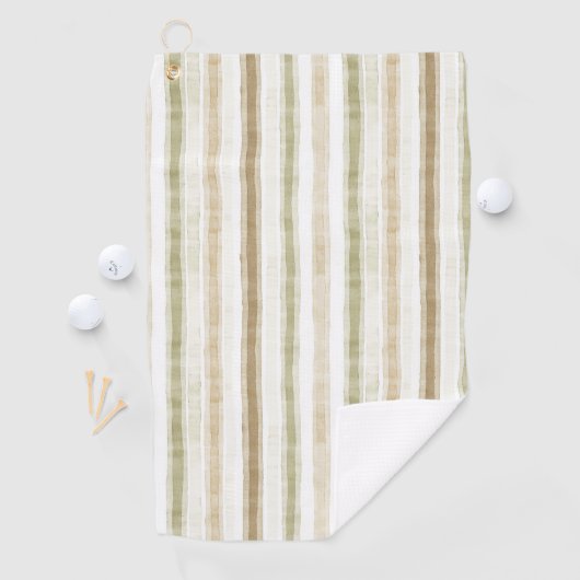 Serviette De Golf Rayures vert brun crème (En situation)