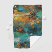 Serviette De Golf Récolte d'automne Turquoise rouille or Abstrait (En situation)