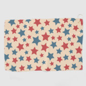 Serviette De Golf Red and Blue Stars, 4th of July, Beige Background (Horizontal)