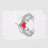Serviette De Golf Red Angel Coeur avec ailes (Horizontal)