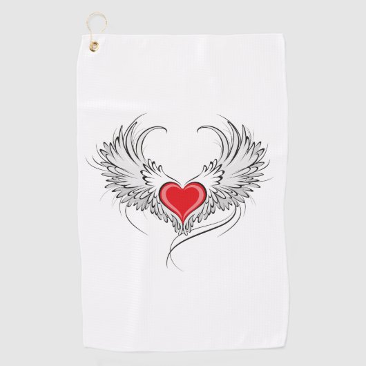 Serviette De Golf Red Angel Coeur avec ailes (Devant)