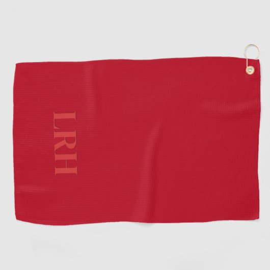 Serviette De Golf Red Classic Custom Modern Initial Simple Monogramm (Horizontal)