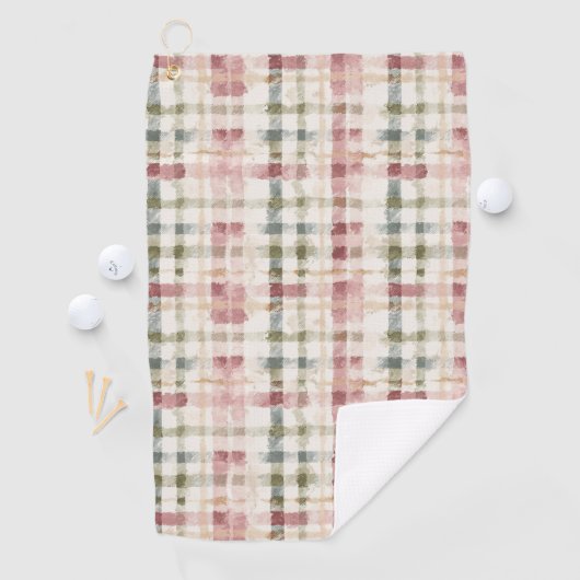 Serviette De Golf Red Cream Plaid Stripes  (En situation)