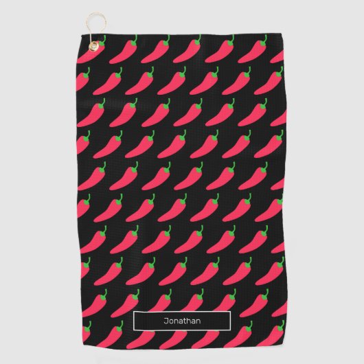 Serviette De Golf Red Hot Chili Motif Ajouter Votre Nom Fun Novelty (Devant)