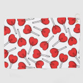 Serviette De Golf Red Lollipops, Heart Lollipops, Lollipop Pattern (Horizontal)