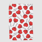 Serviette De Golf Red Lollipops, Heart Lollipops, Lollipop Pattern (Devant)