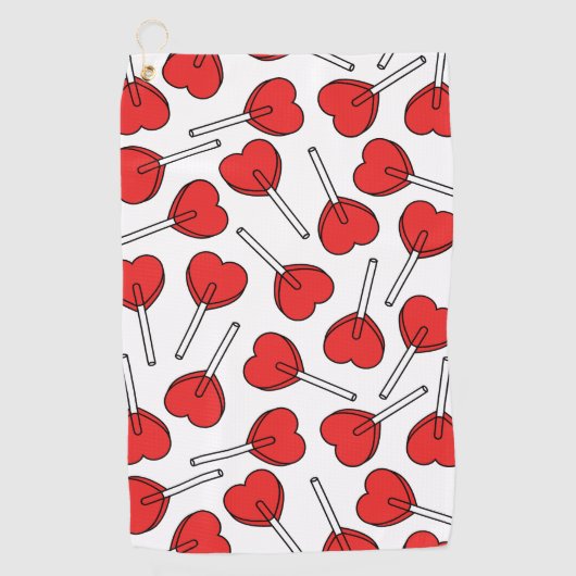 Serviette De Golf Red Lollipops, Heart Lollipops, Lollipop Pattern (Devant)