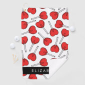 Serviette De Golf Red Lollipops, Heart Lollipops, Lolly, Your Name (En situation)