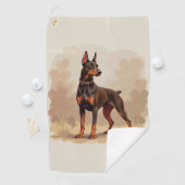 Serviette De Golf Red Rust Brown Doberman Pinscher Dog (En situation)