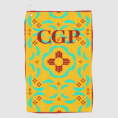 Serviette De Golf Red Zia Symbols New Mexico Turquoise Feathers (Devant)