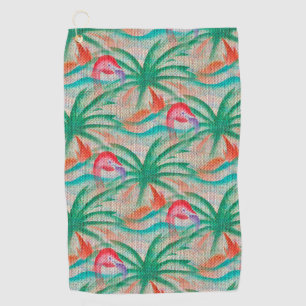Serviette De Golf Regard de toile de jute de palmier de Flamant rose