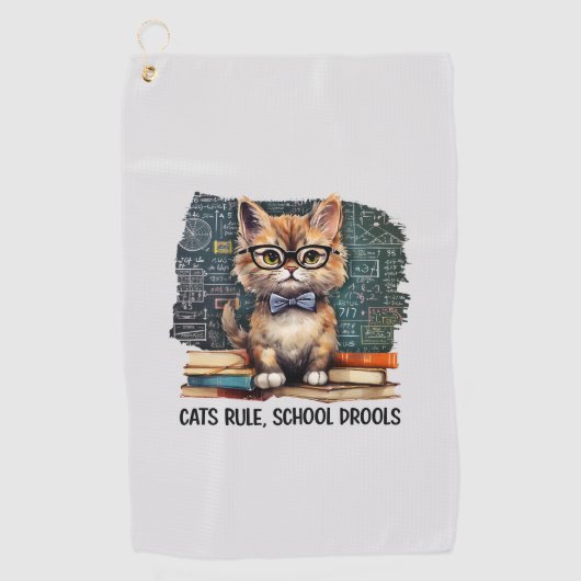 Serviette De Golf Règle des chats, Drools scolaires (Devant)